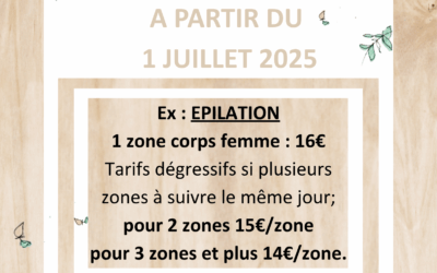 NOUVEAUX TARIFS 2025